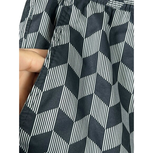 Psycho Bunny Swim Trunks Men S Geometric Black White Drawstring Lined Shorts - Picture 6 of 10